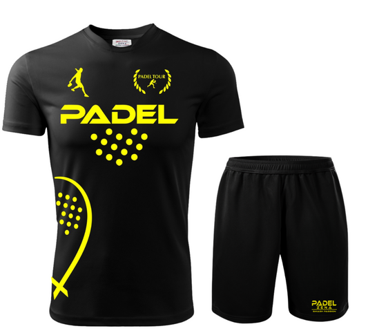 Completo padel Zena Performance nero kit tecnico uomo traspirante