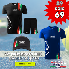 Kit Abbigliamento X01 Padel Uomo Primavera – T-shirt Tecnica + Shorts + Cappellino