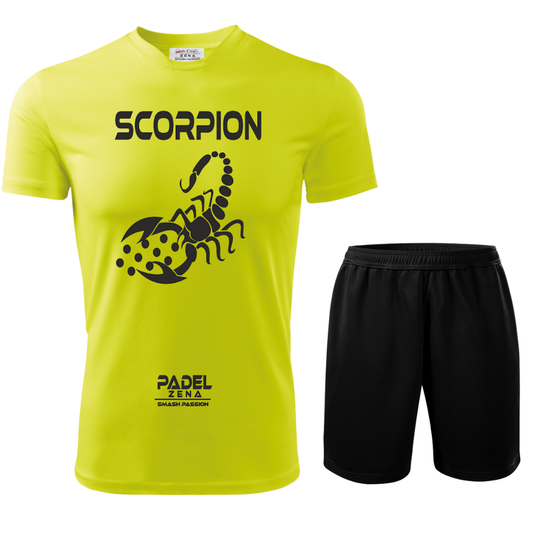 Completo padel uomo Scorpion – kit maglia tecnica e pantaloncino grafica scorpione Animal Collection Zena Padel