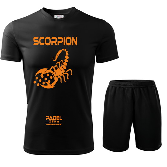 Completo padel Scorpion nero giallo – Animal Collection maglia e short tecnico Zena Padel