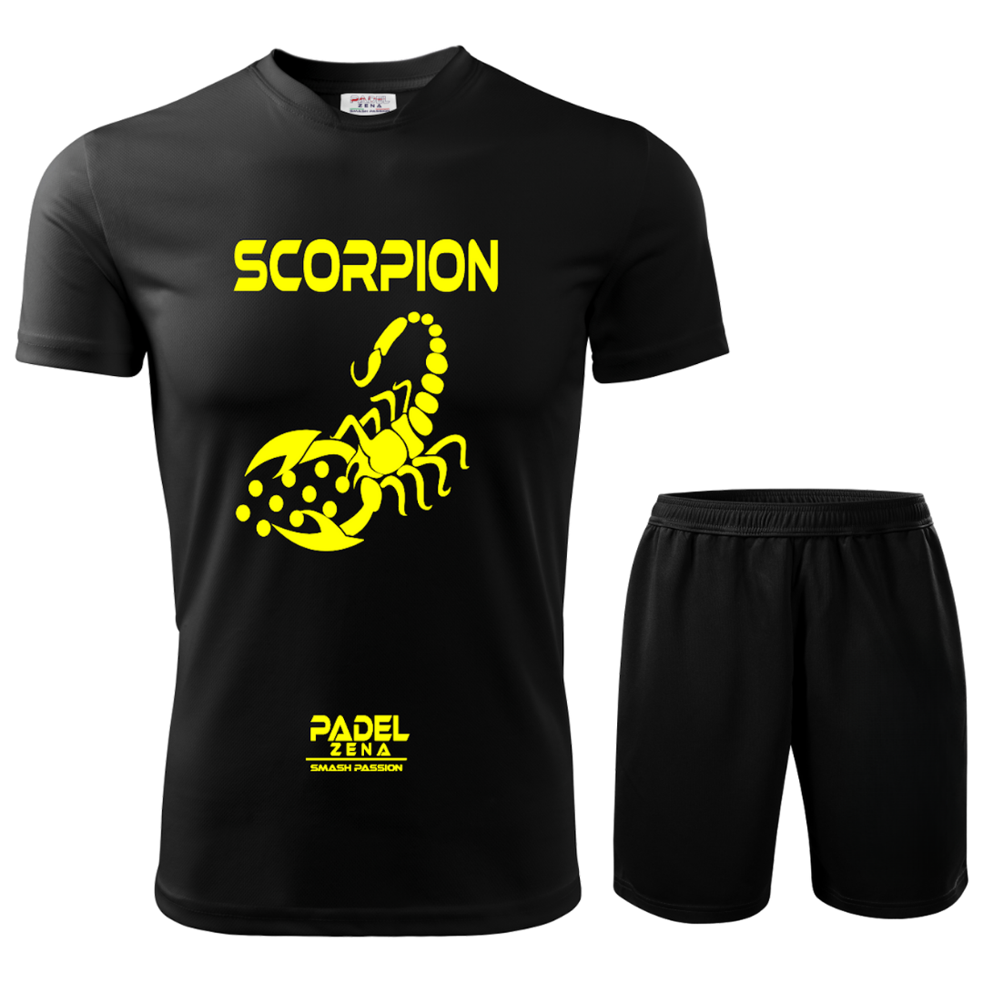 Kit padel Scorpion nero arancio – completo tecnico grafica scorpione Zena Padel