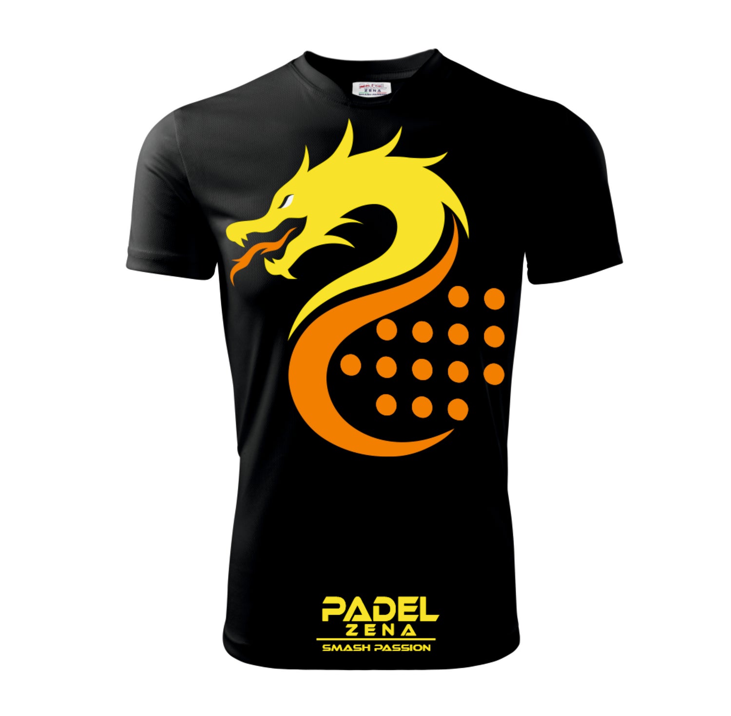 T-shirt padel Dragon nero – maglia tecnica grafica drago Animal Collection Zena Padel
