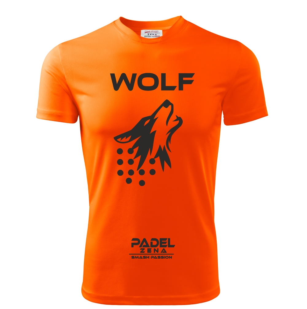 Maglia padel Wolf arancio nero – Animal Collection abbigliamento padel