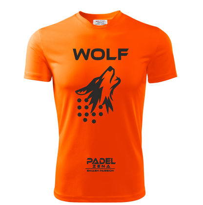 Maglia padel Wolf arancio nero – Animal Collection abbigliamento padel